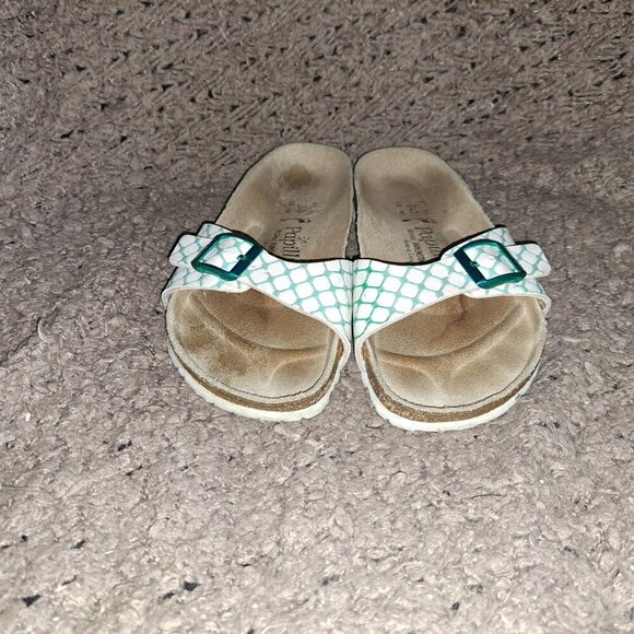 BIRKENSTOCK PAPILLIO-Aqua/White Honeycomb Birko Flor-Sz 6-Excellent - Picture 3 of 7